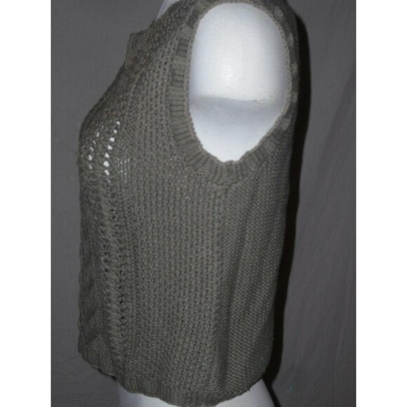 Sarah Taylor Womens Hand Knit Olive Green Sleeveless Cable Knit Sweater Sz Small - Picture 4 of 6